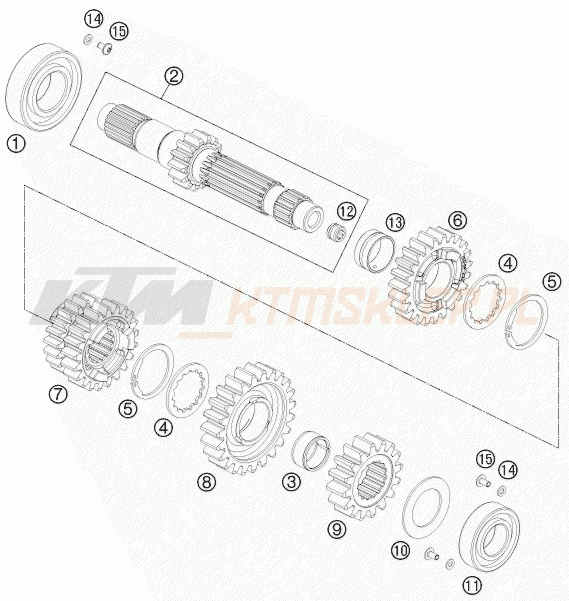 Schemat "TRANSMISSION I - MAIN SHAFT" do KTM 690 DUKE R