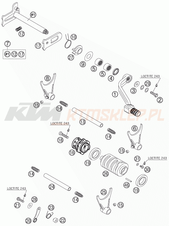Schemat "skrzynia biegów-automat zmieniający " do KTM 450 SXS