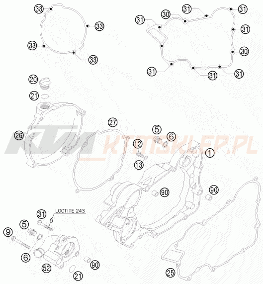 Schemat "pokrywa sprzęgła" do KTM 125 EXC