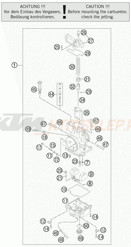Schemat "gaźnik" do KTM 250 XC