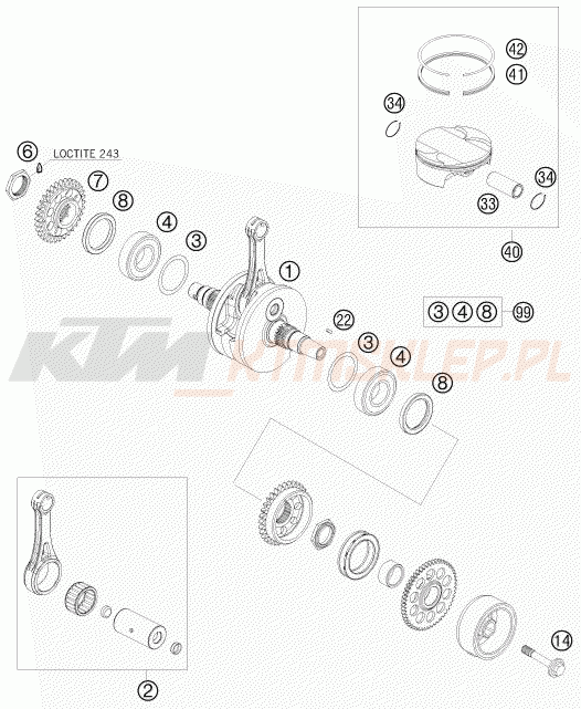 Schemat "wał korbowy, tłok" do KTM 450 SXS-F