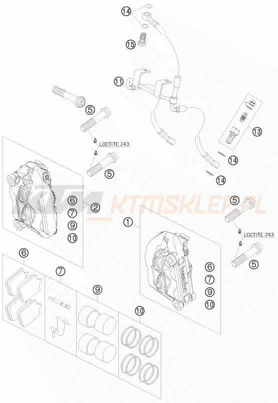 Schemat "zacisk hamulcowy + tarcza przód" do KTM 950 SUPERMOTO R