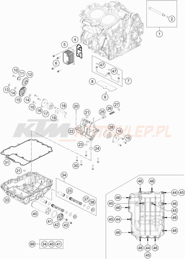 Schemat "smarowanie silnika" do KTM 790 Duke L