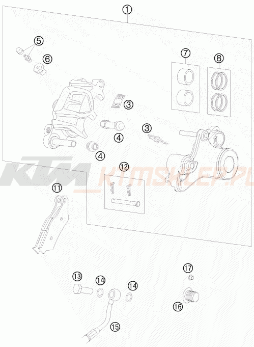 Schemat "zacisk hamulcowy tył" do KTM 990 ADVENTURE R