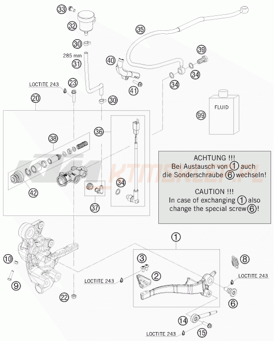 Schemat "tył hamulec - pompa" do KTM 690 ENDURO