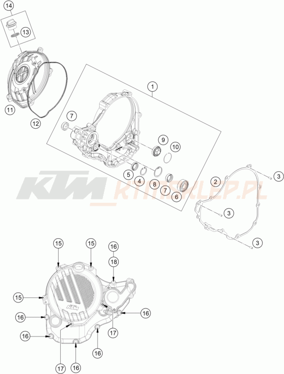 Schemat "pokrywa sprzęgła" do KTM 350 EXC-F