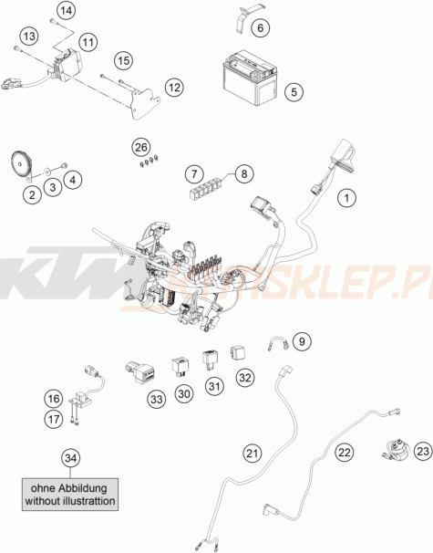 Schemat "wiązka elektryczna" do KTM RC 200 W/O ABS