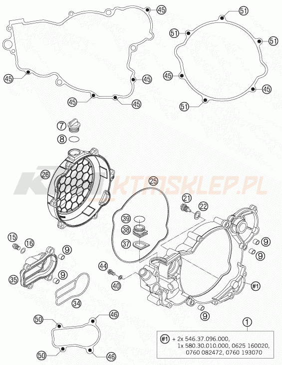 Schemat "pokrywa sprzęgła" do KTM 300 EXC-E
