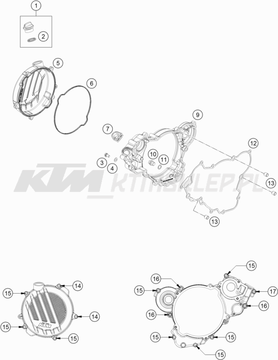 Schemat "pokrywa sprzęgła" do KTM 150 SX