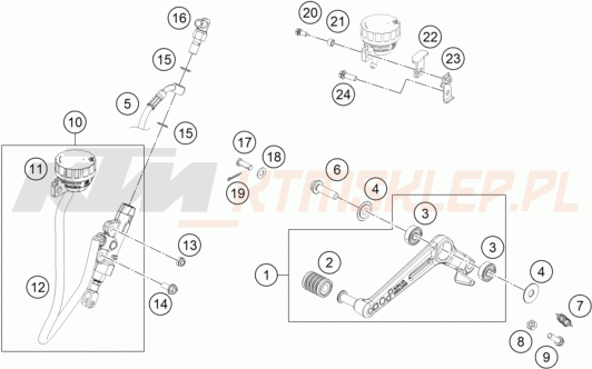 Schemat "tył hamulec - pompa" do KTM 390 Duke