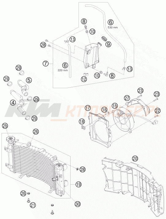 Schemat "układ chłodzenia" do KTM 505 SX ATV