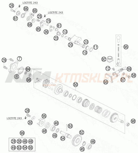 Schemat "zawór wydechowy" do KTM 85 SX 19/16