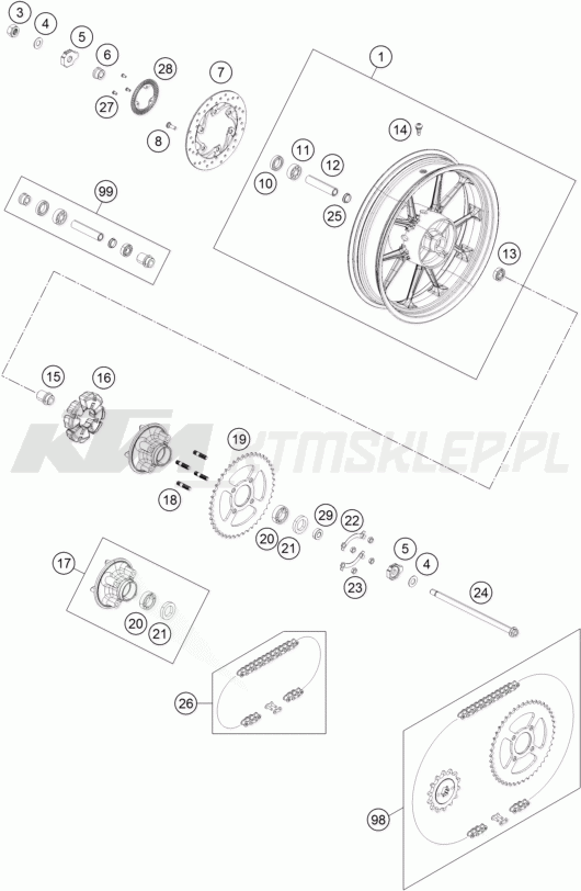 Schemat "koło tył" do KTM 200 DUKE ABS