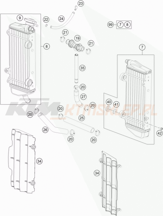 Schemat "układ chłodzenia" do KTM 125 SX