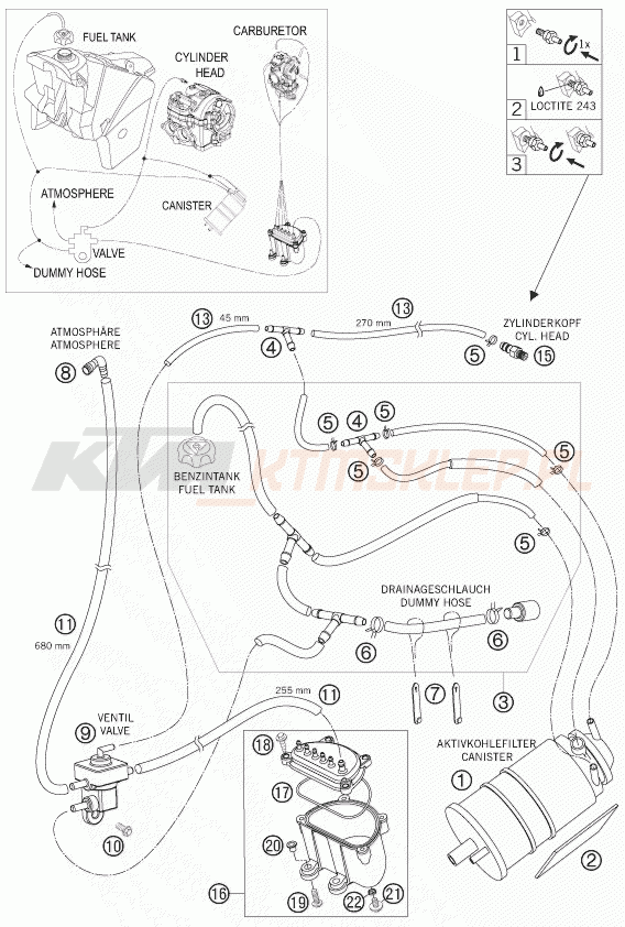 Schemat "EVAPORATIVE CANISTER" do KTM 450 EXC