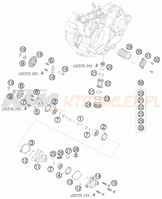 Schemat "smarowanie silnika" do KTM 450 XC-F