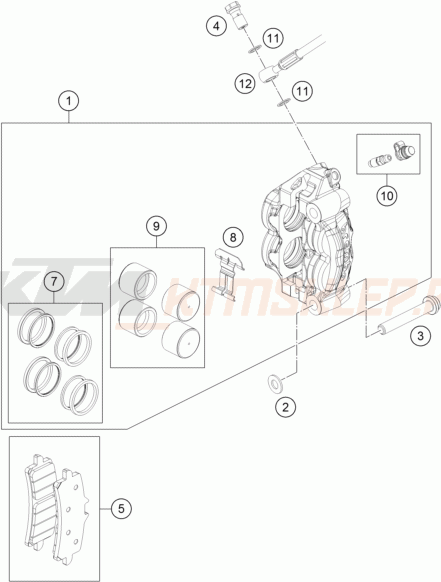 Schemat "zacisk hamulcowy + tarcza przód" do KTM 450 SMR