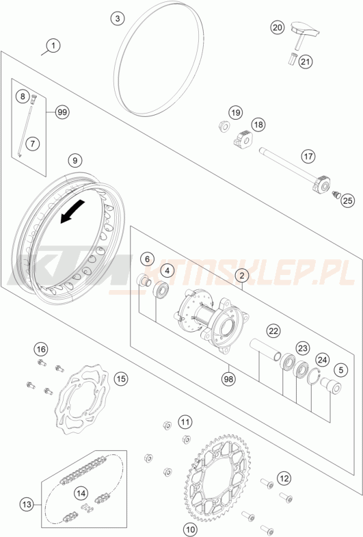 Schemat "koło tył" do KTM SX-E 5