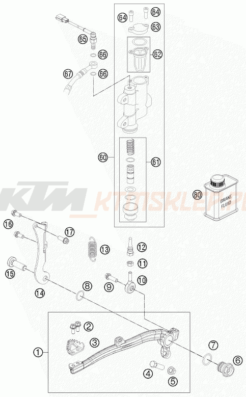 Schemat "tył hamulec - pompa" do KTM FREERIDE 350