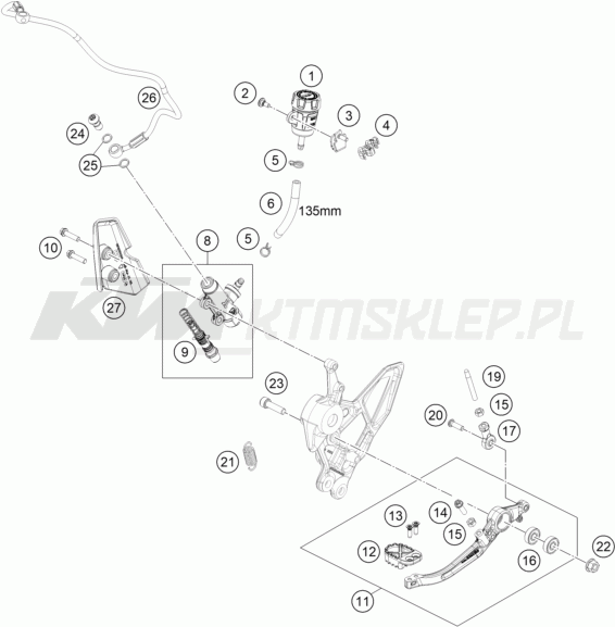 Schemat "tył hamulec - pompa" do KTM 890 ADVENTURE R