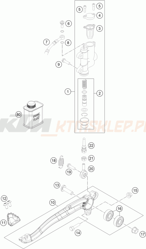 Schemat "tył hamulec - pompa" do KTM 85 SX 19/16