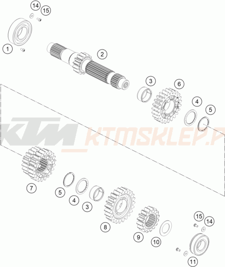 Schemat "TRANSMISSION I - MAIN SHAFT" do KTM 690 ENDURO R