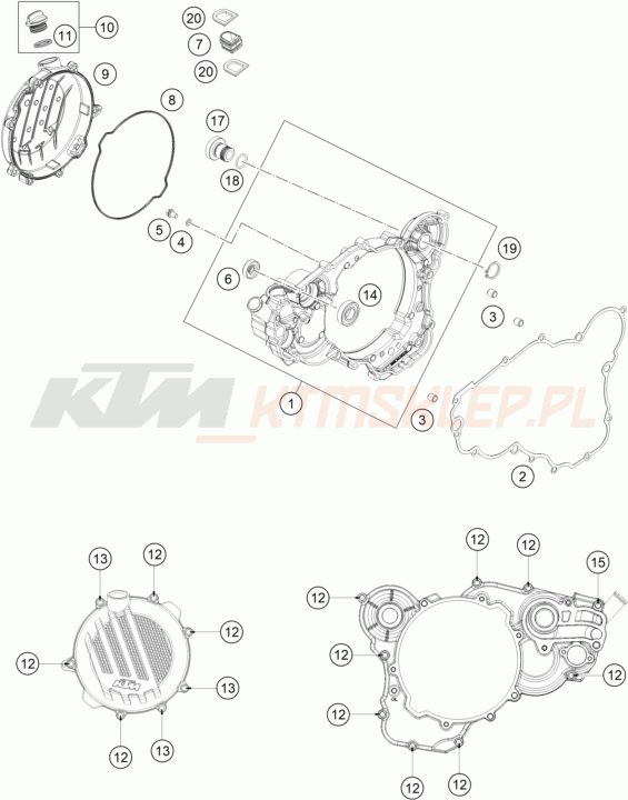 Schemat "pokrywa sprzęgła" do KTM 300 EXC SIX DAYS TPI
