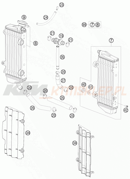 Schemat "układ chłodzenia" do KTM 125 SX