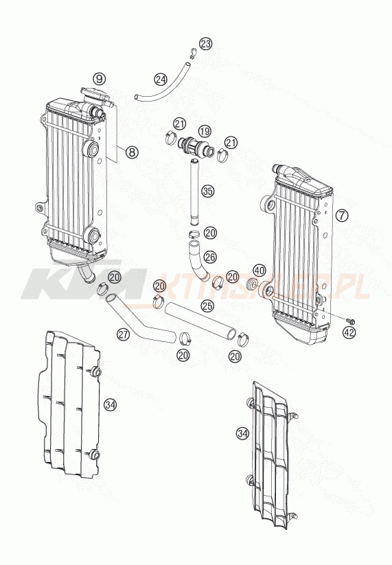 Schemat "układ chłodzenia" do KTM 125 SX