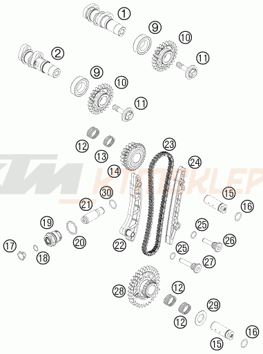 Schemat "układ rozrządu" do KTM 450 SX-F