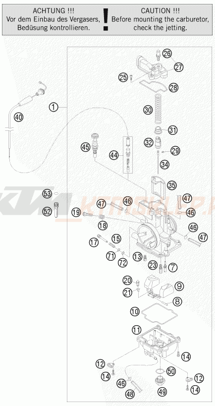 Schemat "Gaźnik" do KTM 200 EXC