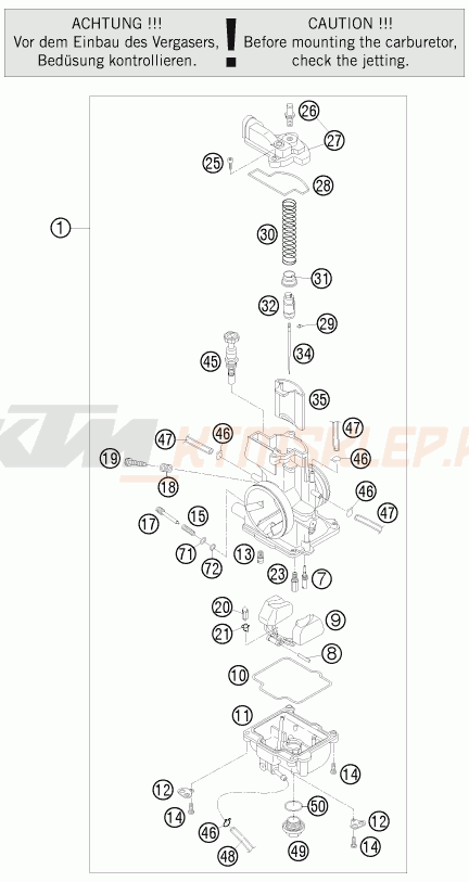 Schemat "gaźnik" do KTM 200 XC