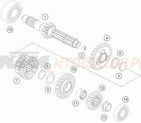 Schemat "TRANSMISSION I - MAIN SHAFT" do KTM FREERIDE 250 R