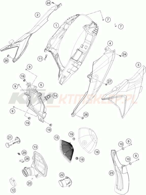 Schemat "filtr powietrza" do KTM 500 EXC-F