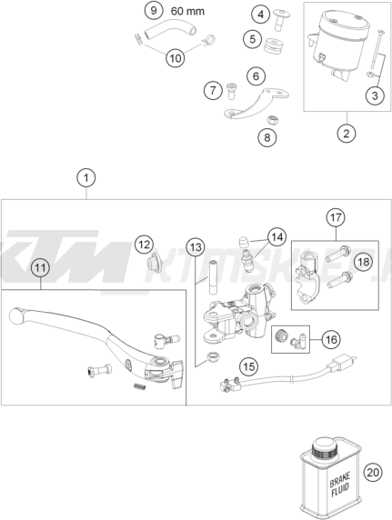 Schemat "pompa hamulca przedniego CYLINDER" do KTM 690 DUKE R ABS
