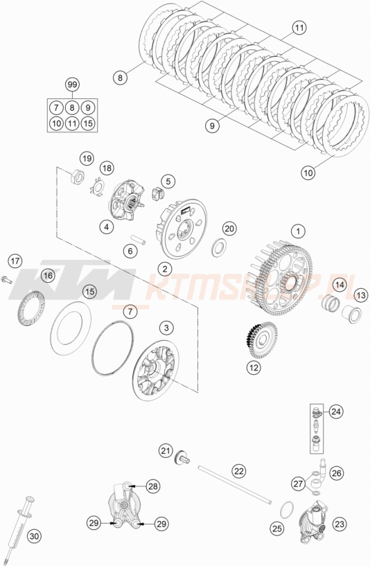 Schemat "sprzęgło" do KTM 250 EXC TPI