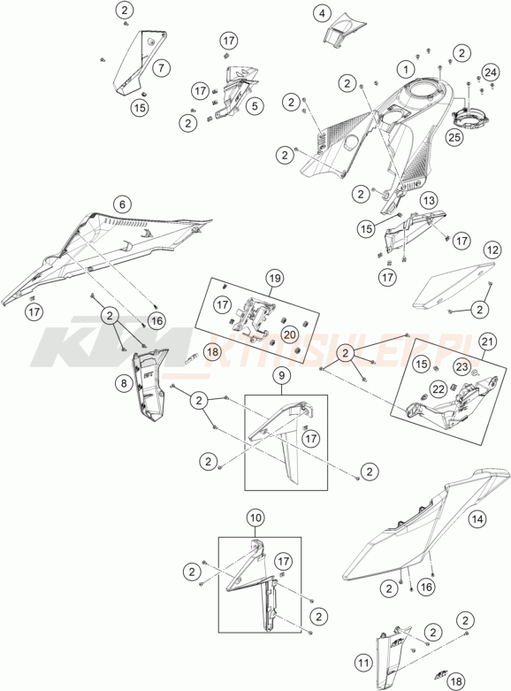 Schemat "elementy nadwozia" do KTM 990 DUKE R