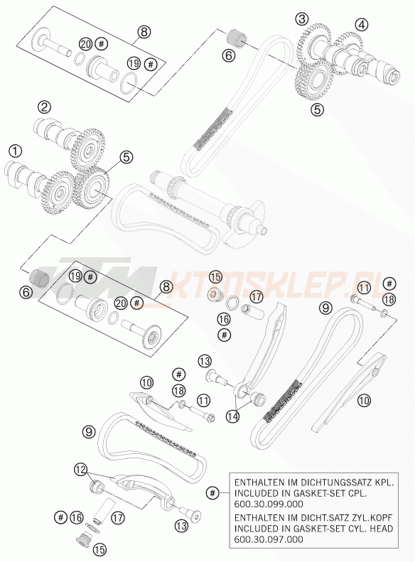Schemat "układ rozrządu" do KTM 990 SUPER DUKE R