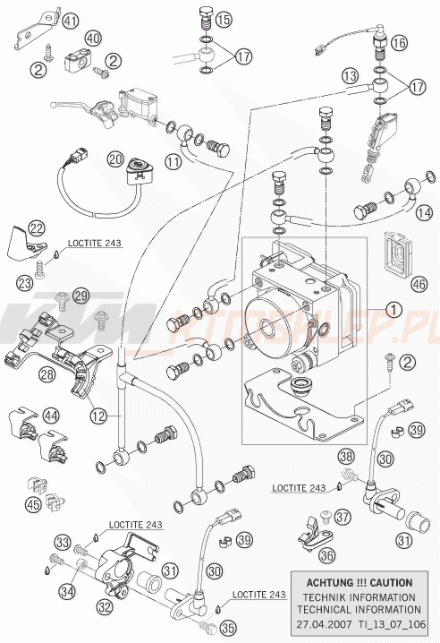 Schemat "system ABS " do KTM 990 ADVENTURE ABS
