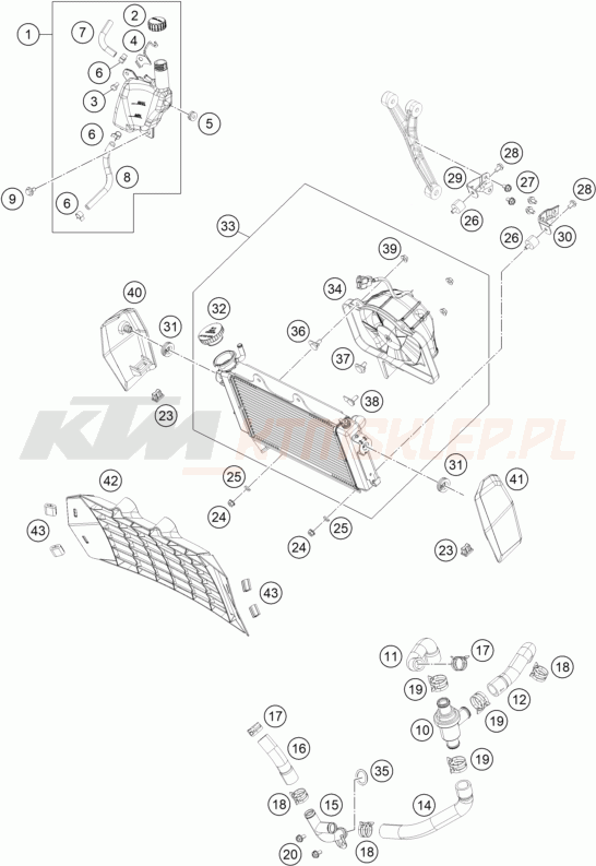 Schemat "układ chłodzenia" do KTM 200 Duke W/O ABS