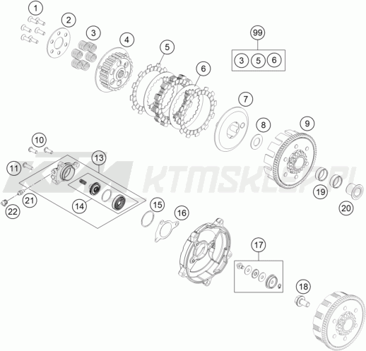 Schemat "sprzęgło" do KTM 65 SX