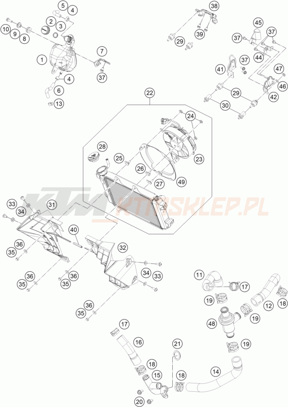 Schemat "układ chłodzenia" do KTM 250 Duke W/O ABS
