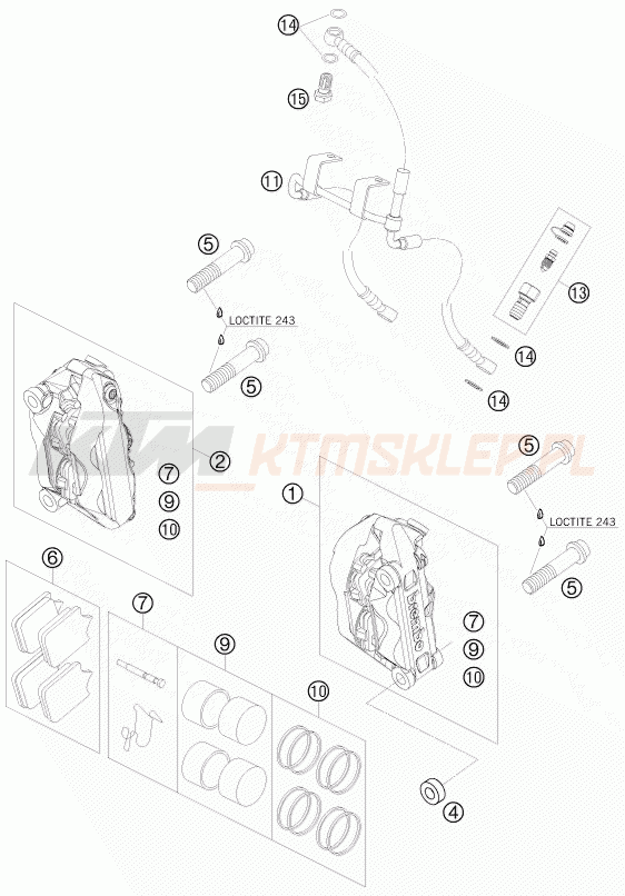 Schemat "zacisk hamulcowy + tarcza przód" do KTM 990 SUPER DUKE
