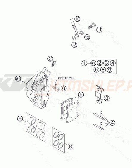 Schemat "zacisk hamulcowy + tarcza przód" do KTM 640 LC4 SUPERMOTO PRESTIGE