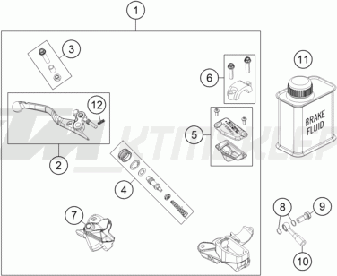 Schemat "przedni hamulec" do KTM 65 SX
