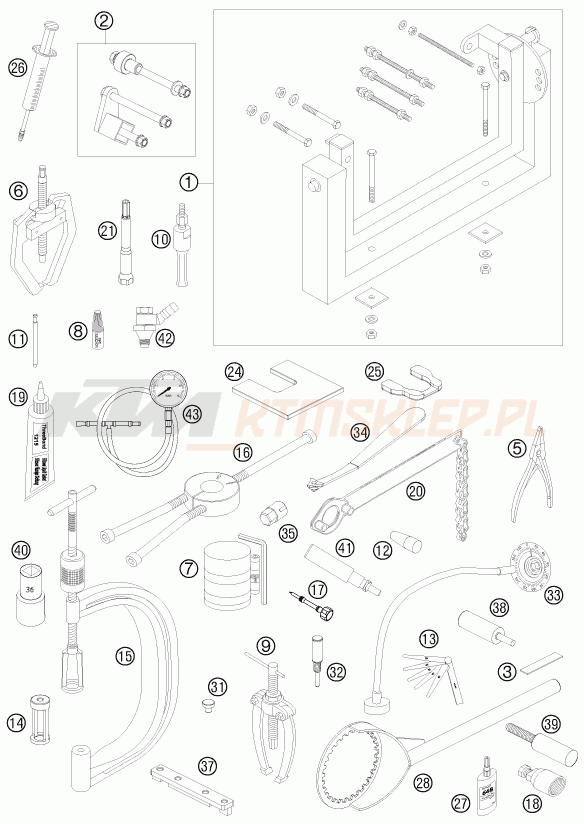 Schemat "Special tools (engine)" do KTM 505 XC-F