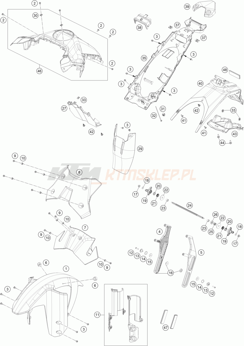 Schemat "czasza, błotniki" do KTM 1390 SUPER ADVENTURE R OT