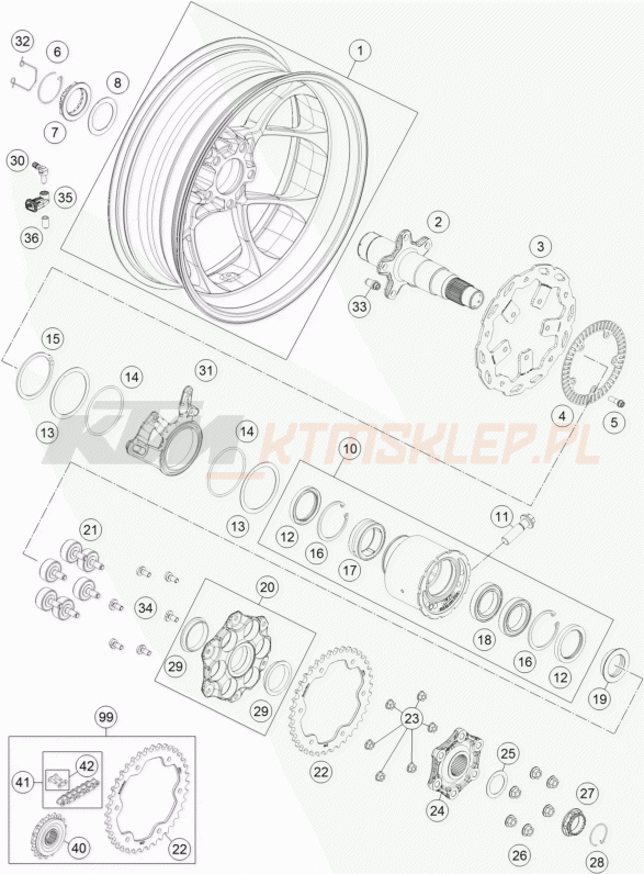 Schemat "koło tył" do KTM 1290 Super Duke GT