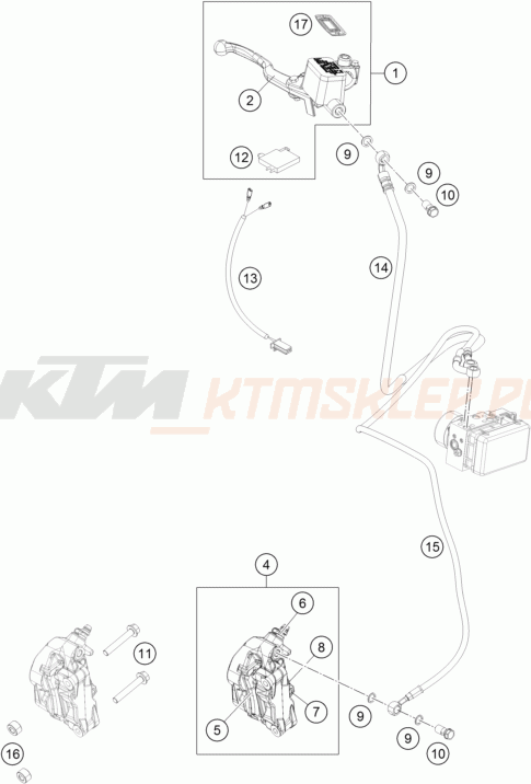 Schemat "zacisk hamulcowy + tarcza przód" do KTM 390 DUKE ABS