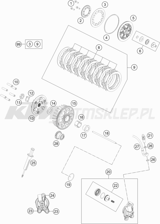 Schemat "sprzęgło" do KTM 85 SX 19/16